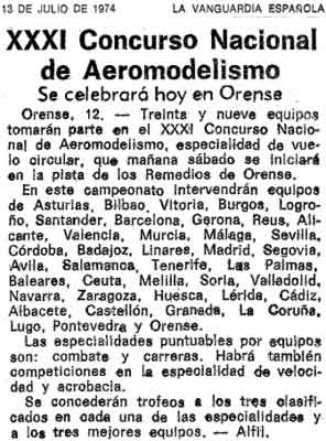 La Vanguardia Espaola. XXXI Campeonato Aeromodelismo